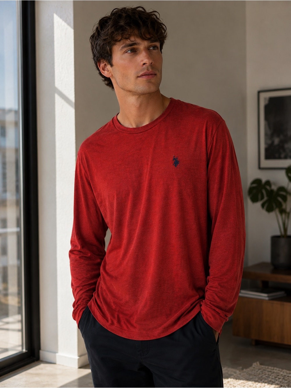 U.S. Polo Assn. Men’s Red Long Sleeve Shirt Size XL NWOT Viscose Blend